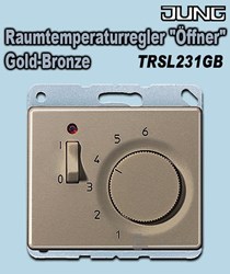 Bild von Jung Raumtemperaturregler Öffner / 1-polig mit Ein-/Ausschalter und Kontroll-LED / Gold-Bronze