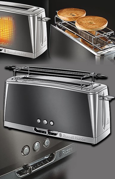 Bild von Russel Hobbs Luna Moonlight Grey Langschlitz-Toaster mit 6 einstellbaren Bäunungsstufen / 1.420 Watt