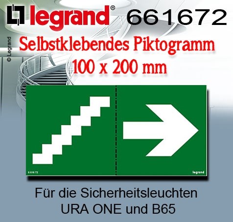 Bild von Legrand Selbstklebendes Piktogramm Treppe Pfeil 100 x 200 mm für die Sicherheitsleuchten URA ONE und B65 / 3-teilig