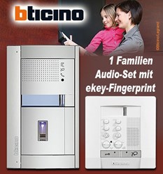 Bild von Bticino 2-Draht 1 Familien Audio-Set mit ekey-Fingerprint 2 Kanal, POLYX mit SFERA Allmetal UP
