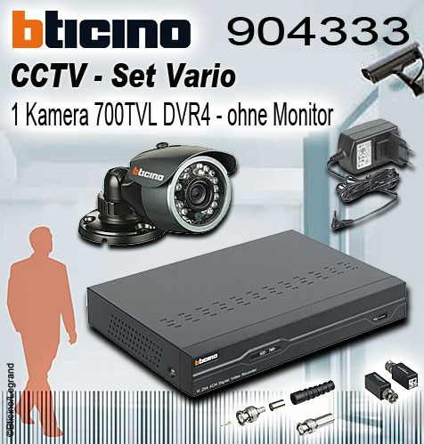 Bild von Bticino CCTV-Set Vario 1 Kamera 700TVL DVR4 - ohne Monitor