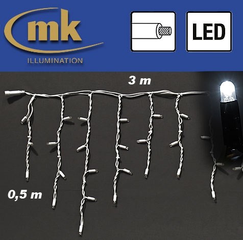Bild von LED ICE LITE® 114 Eiszapfenvorhang 230V / 3 m x 0,5 m / 7W / koppelbar / IP67 für den Aussenbereich / weiß / weißes Kabel