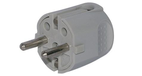 Kober. Schuko-Winkelstecker 2 polig mit seitlicher Kabeleinführung