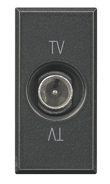 Bild von TV-End-/Einzeldose, 9,5 mm Durchmesser männlich, 1-modulig Anthrazit