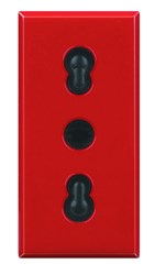 Bild von Steckdose 2-polig+E 10/16A 250V AC Kinderschutz, Schraubklemmen (SK) Front rot