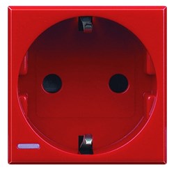 Bild von Steckdose mit Schraubklemmen (SK), Kinderschutz, 16A/250V 2-modulig rot