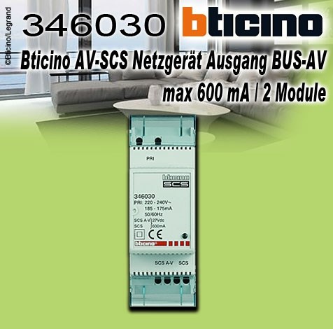 Bild von Bticino Netzgerät AV-SCS Ausgang BUS-AV max 600 mA / 2 Module