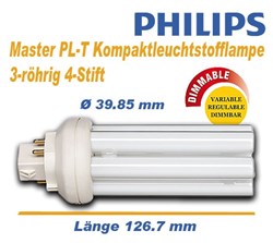 Bild von Master PL-T Kompaktleuchtstofflampe 3-röhrig 4-Stift / 1.800 Lumen / 26 W / GX24q-3 / 840 Neutralweiß