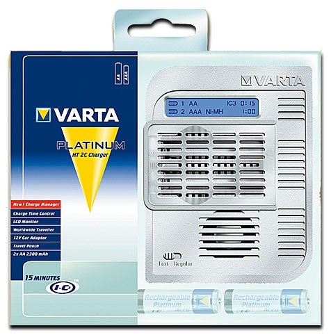Bild von Varta Platinum Charger mit 12V Adapter und LCD Monitor / 57081 / Art. HT2C