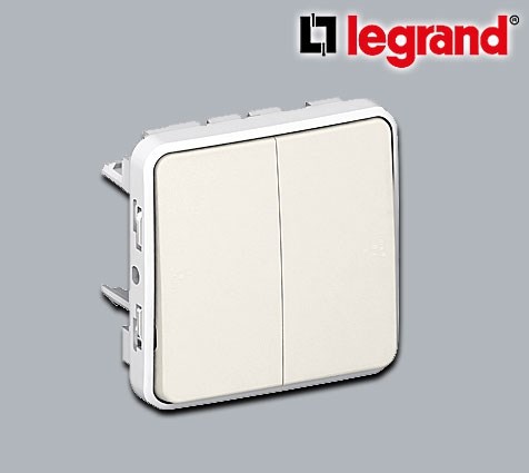 Bild von Legrand FRAP Wippschalter Doppelwechsel Feuchtraum Modular Plexo 55 Weiß