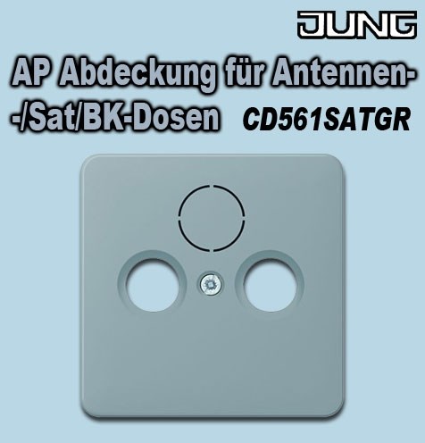 Bild von Jung AP Abdeckung für Antennen-/Sat/BK-Dosen 3fach Grau glänzend