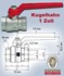 Bild von Kugelhahn 1 Zoll Alu-Hebelgriff, Messing vernickelt, voller Durchgang, IG/IG / -20 Grad bis +150 Grad, Bild 1