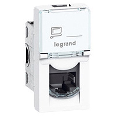 Bild von Legrand Datendose 1xRJ45 geschirmt für MOSAIC, Kategorie 6A STP, 1 Modul, Farbe: weiß