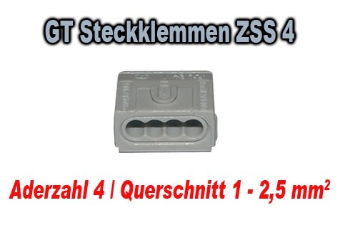 Bild von GT Steckklemmen ZSS 4 / grau / Aderzahl 4 / Querschnitt 1 - 2,5 mm2