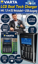 Bild von Varta LCD Dual Tech Charger Ladegerät 100 - 240V mit USB-Ausgang 5V/1,0A zum Laden mobiler Geräte und Inklusive 1,8 m EU Netzkabel