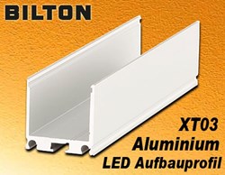 Bild von Bilton Aluminium Aufbauprofil XT03 eloxiert bis 28W/m L2000 x B23 x H23 mm