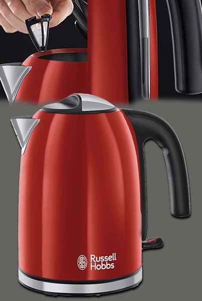 Bild von Russell Hobbs Colours Plus+ Flame Red Wasserkocher mit Schnellkochfunktion / 1,7 Liter Fassungsvermögen /  2.400 W