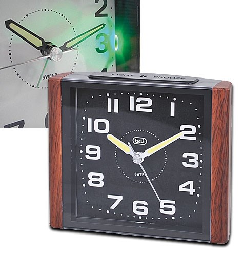 Bild von Silent Quartz-Wecker Holz SL3095V / Silent Mode /  beleuchtete Zeigern und Hintergrundbeleuchtung