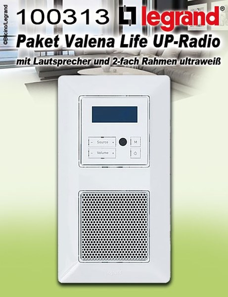 Bild von Paket Valena Life UP-Radio mit Display, Lautsprecher und 2-fach Rahmen in der Farbe ultraweiß