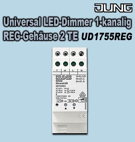 Bild von Jung Universal LED-Dimmer 1-kanalig - REG-Gehäuse 2 TE - zum Schalten und Dimmen von Beleuchtung