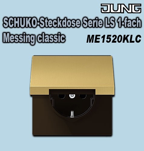 Bild von Jung SCHUKO-Steckdose mit Klappdeckel Serie LS 1-fach Metallausführung Messing classic