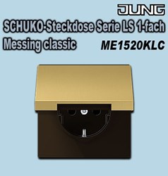 Bild von Jung SCHUKO-Steckdose mit Klappdeckel Serie LS 1-fach Metallausführung Messing classic