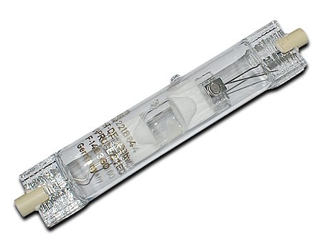 Bild von Hochdruck Halogen Metalldampflampe BLV HIT-DE 150bw / 2-sockelig / 12.000 Lumen / 150W / RX7s / 230V / 3.500 Kelvin Warmweiß klar / Röhrenform / UV-Schutz