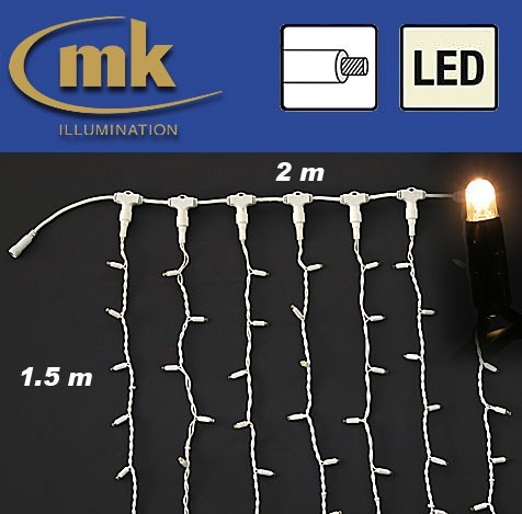 Bild von LED DRAPE LITE® 300 Gummi Lichtervorhang 230V / 2 m x 1.5 / 35W / koppelbar / IP67 für den Aussenbereich / warmweiß / weißes Kabel