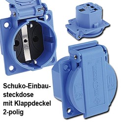 Bild von ABL Sursum Schuko Einbausteckdose blau mit Klappdeckel 2-polig + , 16 A 250V