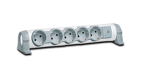 Bild von Drehbare Steckdosenleiste mit LED-beleuchtetem EIN/AUS-Schalter 5-fach / ohne Kabel