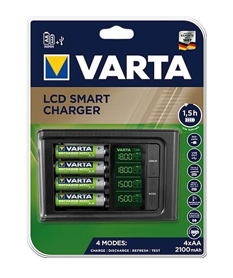Bild von Varta LCD Smart Charger mit 4 x AA 2.100 mAh Art. 56706