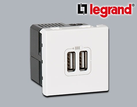 Bild von Legrand CREO USB-Lademodul Einsatz 2-fach / 5V - 2.400mA / ultraweiß