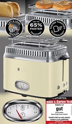 Bild von Russell Hobbs Retro Vintage Cream Toaster mit stylischer Countdown-Anzeige / Schnell-Toast-Technologie / 1.300 W / creme
