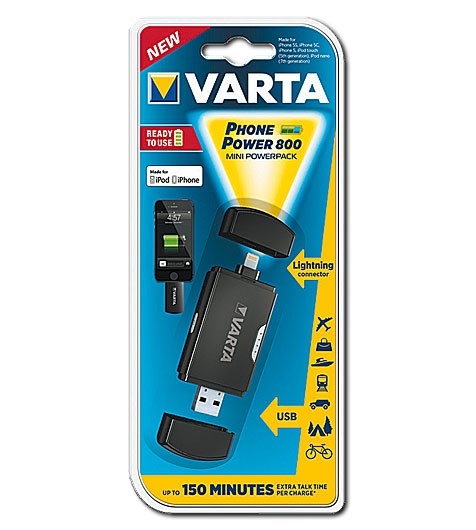 Bild von Varta Phone Power 800 Lightning-Adapter - die neuen praktischen Mini Powerpacks für Apple Lightning, Apple 30-Pin & Micro USB