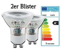 Bild von Eglo LED HV Spot Reflektorlampen 2er Blister / 240 Lumen / 3.3 W / GU10 / 230V / 38° / 3.000K / Warmweiß / A+