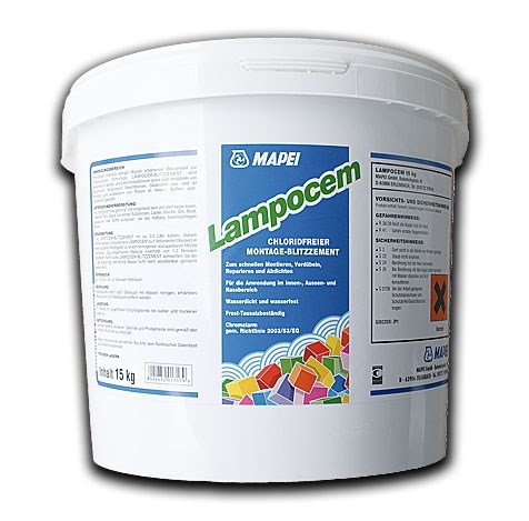 Bild von Lampocem einkomponentiger, chloridfreier Montage-Blitzzement 15kg Eimer