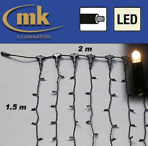 Bild von LED DRAPE LITE® 300 Gummi Lichtervorhang 230V / 2 m x 1.5 m / 35W / koppelbar / IP67 für den Aussenbereich / warmweiß / schwarzes Kabel