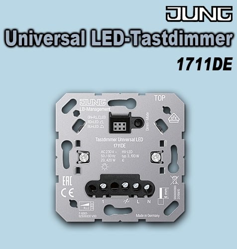 Bild von Jung Universal LED-Tastdimmer mit Nebenstelleneingang zum Schalten und Dimmen von Beleuchtung
