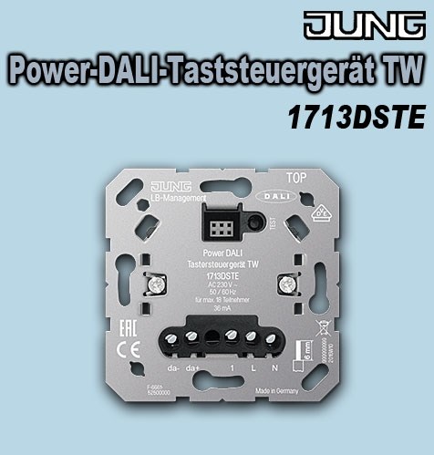 Bild von Jung Power-DALI-Taststeuergerät TW mit Nebenstelleneingang zum Schalten und Helligkeitseinstellung für Leuchten mit DALI-Schnittstelle