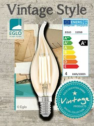 Bild von Eglo LED Windstoss Kerzenlampe 220 Lumen / 4 Watt / E14 / 2.200 Kelvin / 220-240V / A+ - Vintage Style Amber CF37 - Lichtfarbe Warmweiß extra