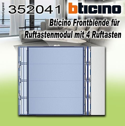 Bild von Bticino Frontblende für Ruftastenmodul mit 4 Ruftasten / Aluminium Allmetal, grau