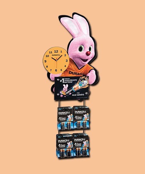 Bild von Duracell Bunny Clock 2x2 unbestückt für beispielsweise 6xAA / 8xAAA Batterien