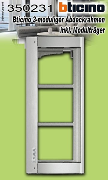 Bild von Bticino 3-moduliger Abdeckrahmen inkl. Modulträger für die Türstation SFERA Aluminium, Farbe: Allmetal