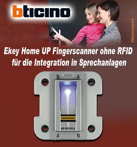 Bild von Bticino Ekey Home UP Fingerscanner ohne RFID für die Integration in Sprechanlagen