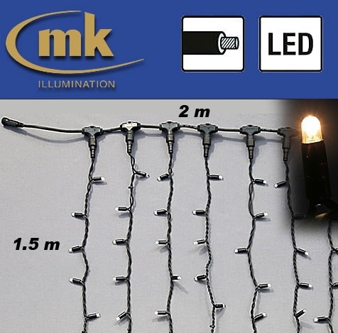 Bild von LED DRAPE LITE® 300 Gummi Lichtervorhang 230V / 2 m x 1.5 / 35W / koppelbar / IP67 für den Aussenbereich / neutralweiß / schwarzes Kabel