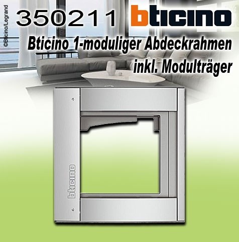 Bild von Bticino 1-moduliger Abdeckrahmen inkl. Modulträger für die Türstation SFERA Aluminium, Farbe: Allmetal