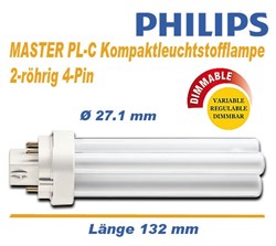 Bild von Kompaktleuchtstofflampe MASTER PL-C 4P / 925 Lumen / 13W / G24Q-1 / 2-röhrig / 4 Pin / 2.700K / Warmweiß - dimmbar