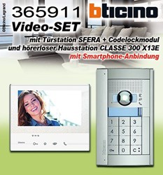 Bild von Bticino FlexONE Video-Set mit Türstation SFERA + Codelockmodul und hörerloser Hausstation CLASSE 300 X13E mit Smartphone-Anbindung