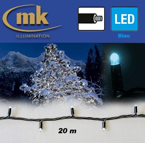 Bild von LED STRING LITE® 120 Außenlichterkette 120 teilig / 20 m / 10,5W / koppelbar / IP67 für den Aussenbereich / blau / schwarzes Kabel
