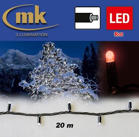 Bild von LED STRING LITE® 120 Außenlichterkette 120 teilig / 20 m / 10,5W / koppelbar / IP67 für den Aussenbereich / rot / schwarzes Kabel